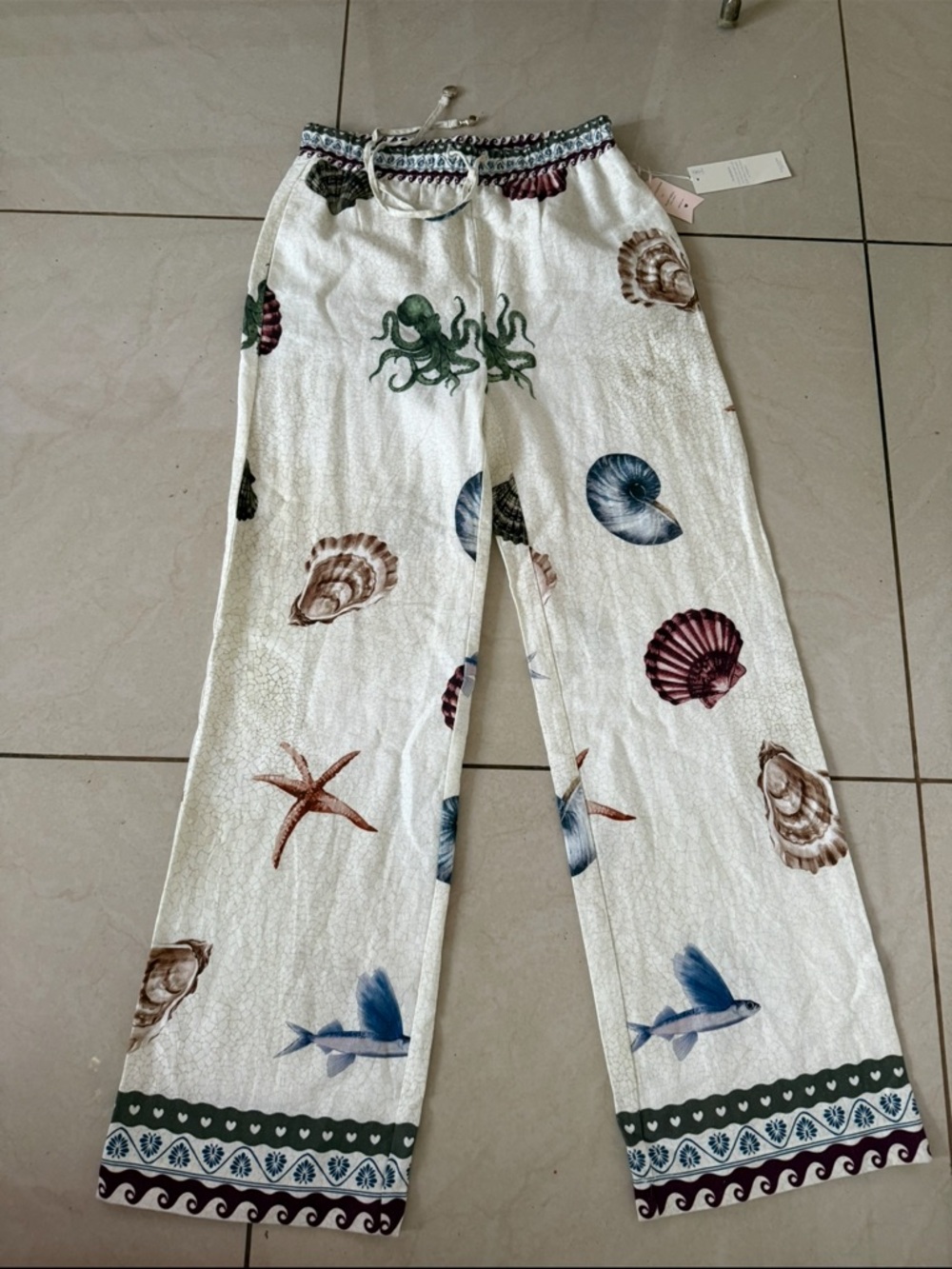 Calypso St. Barth Women's Linen Farm Wide Leg Beach Pants  Rio S Beach Trousers - Picture 7 of 8